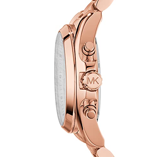 Michael Kors Relógio feminino Bradshaw de aço inoxidável com cronógrafo de 43 mm, Rose Gold Tone, on