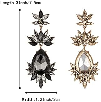 Clearine Art Deco Vintage Inspired Statement Rhinestone Marquise Teardrop Flower Dangle Earrings for Women