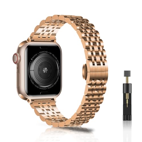 NicMool Slim Metal Straps for Apple Watch 38mm 40mm 41mm 42mm, Thin Stainless Steel Replacement Band for iWatch SE 3/SE 2/SE