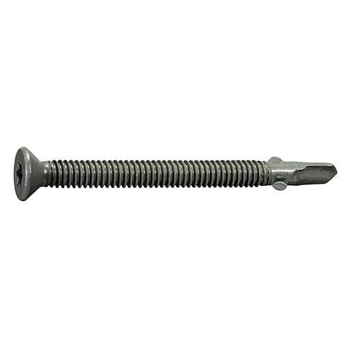 Tornillos SaberDrive Star Drive para suelo de 14" x 3" con alas, caja de 5 libras, resistente al calor, a la abrasión y a la corrosión, tornillos de