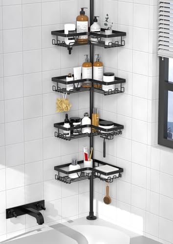 KEGII Corner Shower Caddy Tension Pole - Shower Tension Rod Organ...