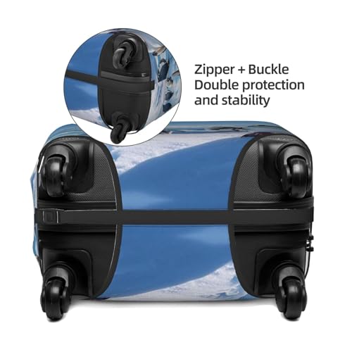 Travel Luggage Cover Penguin Antarctica Ice Suitcase Protector Anti-Scratch Washable Baggage Covers Elastic Suitcase Cover Tsa Approved Baggage Protector Fit 18-32 Inch Luggage4