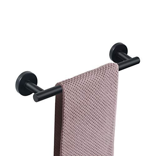 Nearmoon Bathroom Towel Bar, Bath Accessories Thicken Stainless Steel Shower Towel Rack For Bathroom, Towel Holder Wall Mounted (Matte Black, 12 Inch) #TOP7