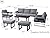 ovios Patio Furniture Set 6 Pieces Outdoor Aluminum Sofa Couch with Coffee Table Ottomans Cushions High Back Sofa All Weather Conversation Set, Black-Grey Stripe