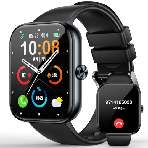 MFVLP Montre Connectée Homme Femme, 1.83" HD Smartwatch avec Appel Bluetooth, 110+ Modes Sportifs, Podometre/Cardiofrequencemetre/Moniteur de Sommeil, Etanche IP68 pour Android iOS-Noir