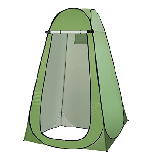 Pop Up Green Shower Toilet Tent with Window for Camping and Beach, Portable Bathroom Changing Tent with Carry Bag