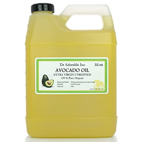 Dr Adorable - 32 oz - Avocado Oil UNREFINED - 100% Pure Natural Organic Cold Pressed Extra Virgin Raw