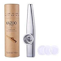 WANDIC Aluminiumlegierung Kazoo Und 3 Kazoo Membran mit Vintage Geschenkbox, Silber, Instrument Profi Musikinstrumente für Alle Altersgruppen, Guter Begleiter für Gitarre, Klavier, Violine