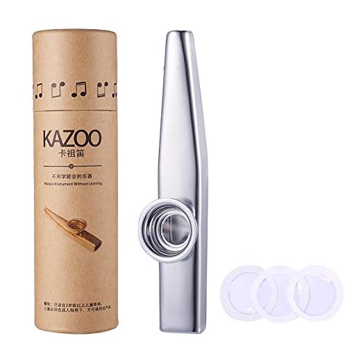 WANDIC Kazoo Profesional, Portable kazoo Musical Instrument Metal con 3 PCS Membrana Instrumentos Musicales Carnaval,Embalaje de Caja de Regalo Vintage,Plata,para Adultos y Niños Regalos