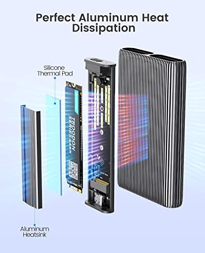 ORICO Dual M.2 NVMe SSD Enclosure, USB C to M2 Adapter for M Key PCIe 2230/2242/2260/2280 M.2 SSDs,Tool-Free Installation Aluminum M.2 Reader Support Trim and UASP up to 2x4TB-AM2-2N