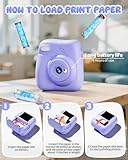 CAMCLID Kids Camera Instant Print, 1080P Instant Camera for Kids with 32G Card & 3 Rolls Print Paper, Childrens Toy Christmas Birthday Gifts for 3-12 Year Olds Girls Boys (Purple) - Image 6