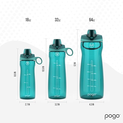 Pogo BPA-Free Plastic Water Bottle with Chug Lid, 32 Oz, Quetzal Teal - Thumbnail 3