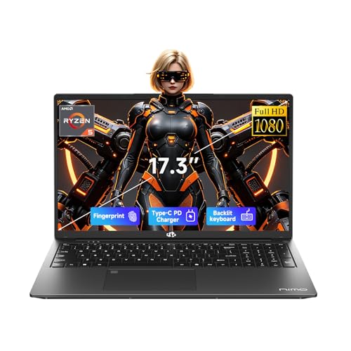 Image of NIMO 17.3 inch FHD Gaming Laptop, 6-Core AMD Ryzen 5 6600H 16GB DDR5 RAM 1TB SSD (Beat i7-1165G7 up to 4.5GHz) Radeon 660M with 100W Fast PD Backlit Keyboard for Business & Student 2-Yr Warranty