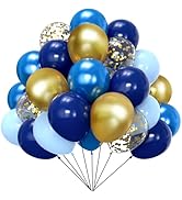Blue and Gold Balloons, 67pcs 12 Inch Navy Blue Balloon Metallic Blue Gold Confetti Balloons for ...