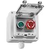 IP67 Outdoor Waterproof Box 2 Push Button (Letter) Emergency Stop Button Momentary Push Button Button with Protective Cover Anti-misoperation Switch