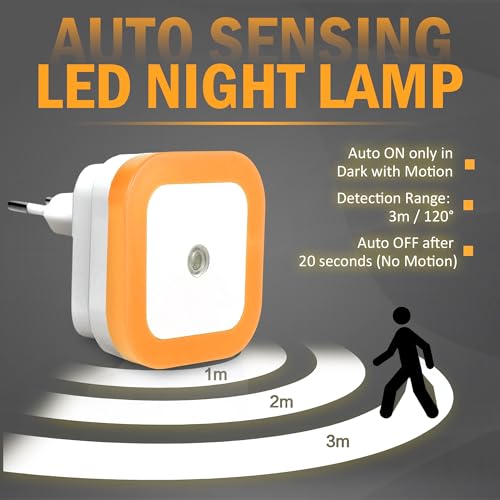Image of GLUN Plug-in LED Night Light, Pack of 2 Warm Yellow Smooth Night Light with Smart Light Sensor, 0.5W Nightlight for Kids or Adults' Rooms