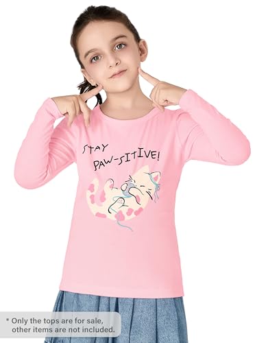 Image of Girls Long Sleeve T-Shirt Cute Versatile Basic Casual Top Size 6-18 | Soft Stretchy Tee for All Day Comfort, Versatile Layering Top for Cold Days, Cute Casual Style for Girls, Durable Easy Care