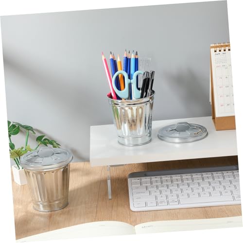 Alipis 3pcs Mini Papelera Metálica con Tapa miniatura 4