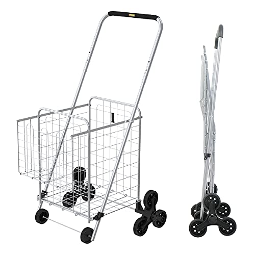 Supenice SN7518 Grocery Shopping Cart With Wheels Deluxe Stair Climber Utility Cart Easily Collapsible Cart With Tri-Wheels, 66 Lbs Capacity, Extended Foam Cover, Trolley For Shopping, Stair, Laundry thumb #6