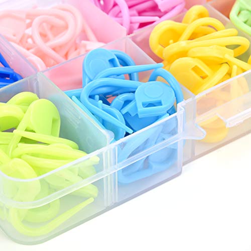 ESHATO 300 Pieces Knitting Stitch Markers, Colorful Plastic Locking Stitch Needle Clip Counter, Perfect for Handicraft Place Buckle Marker for Weaving and Sewing