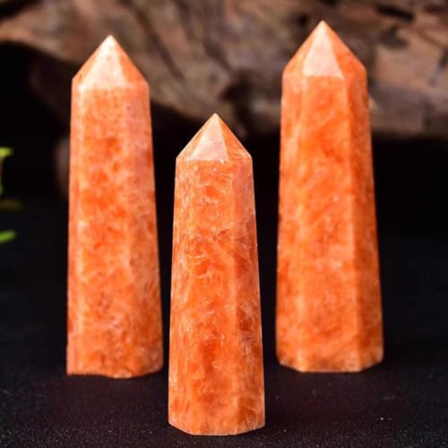 Torre de piedra solar natural pulida, juego de 3 obeliscos hexagonales de alta calidad 5