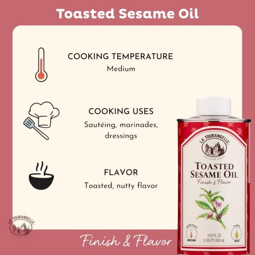 La Tourangelle Toasted Sesame Oil for Cooking or Dressings, 16.9 fl oz