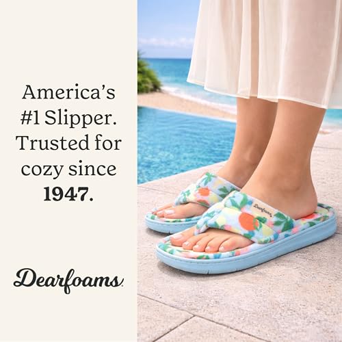 Image of Dearfoams Women's Melanie Colorblocked Microfiber Terry Thong Slipper