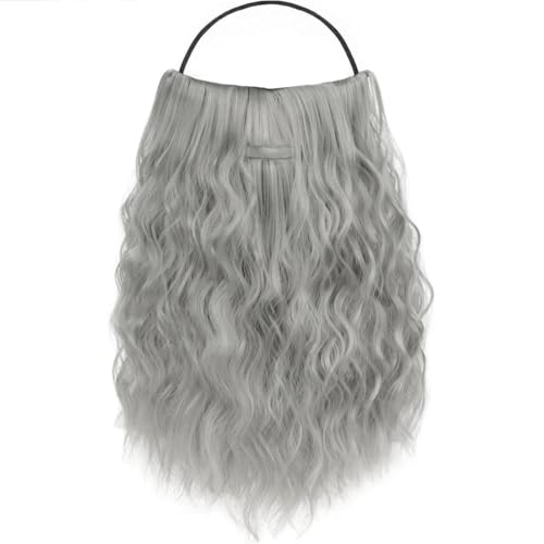 Polyugs Men Long Curly Wizard Beard with Elastic Band Novelty Costume Facial Hair Cosplay Party Mustache Grey
