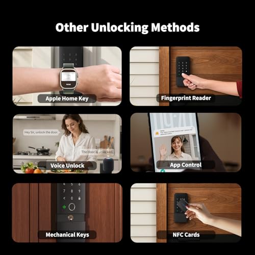 Aqara UWB Smart Lock U400, Matter Over Thread, Apple Home Key, Fingerprint Keyless Entry Deadbolt,Touchscreen Keypad, Rechargeable Battery, Supports HomeKit, Alexa, Google, Home Assistant, Black thumbnail 3