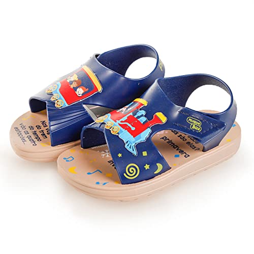 Sandália Mundo Bita 5 Trenzinho Marrom/Azul 24