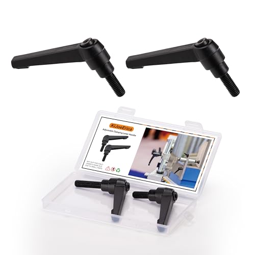 KiJoeErica 2pcs Adjustable Clamping Lever Handle, M8 x 20mm Quick Release Bolt, Black Metric Oxide Carbon Steel Male Threaded Stud for Lathes, Woodworking, Industrial Equipment