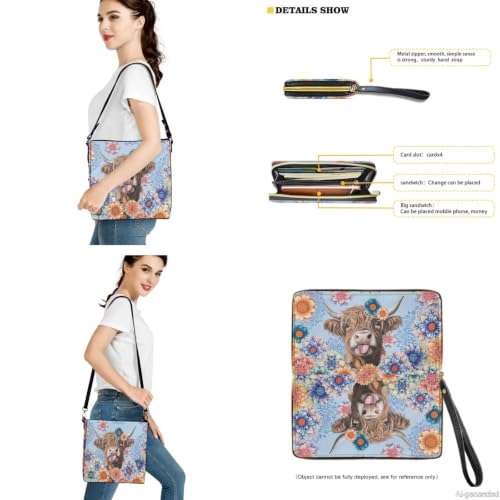 Image of Bucket Crossbody Bag Set for Women Lady, Leather Purse and Wallet Set Large Bucket Bag with Wallet