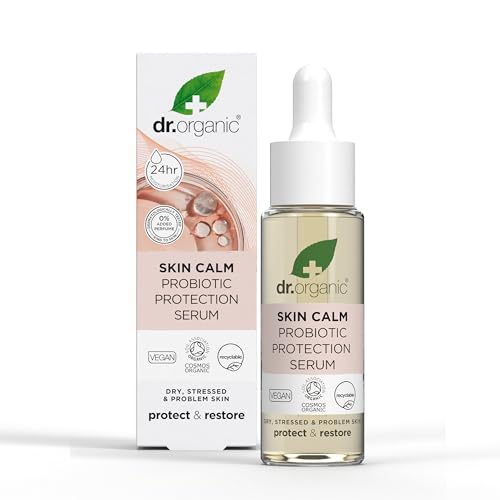 Dr Organic, Skin Calm Probiotic Protection Serum, Women's & Men's Skincare, for Redness Dry, Sensitive & Irritable Skin