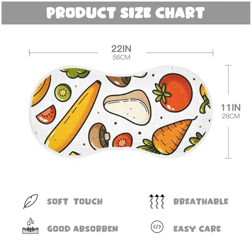 Muslin Burp Cloth for Baby 4PCS Colorful Vegetables Super Absorbent Burping Cloths, Bibs for Newborn Boys Girls4