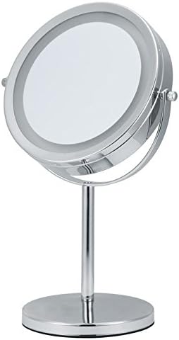 Divine Spirit LUXURY 7" Ø Lighted VANITY Makeup Tabletop Mirror - DOUBLE SIDED + 1/5 x Magnification - BEST Circular White LED Lights + 360° ROTATION - Perfect Beauty Gift From