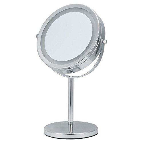 Divine Spirit LUXURY 7" Ø Lighted VANITY Makeup Tabletop Mirror - DOUBLE SIDED + 1/5 x Magnification - BEST Circular White LED Lights + 360° ROTATION - Perfect Beauty Gift From