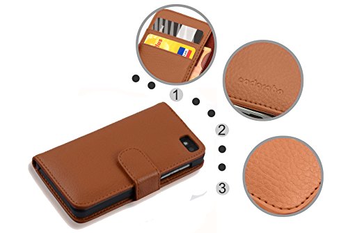 Cadorabo Book Case Compatible with BlackBerry Z10 in Saddle Brown - with Stand Function and Card Slot Made of Structured Faux Leather - Wallet Etui Cover Pouch PU Leather Flip
