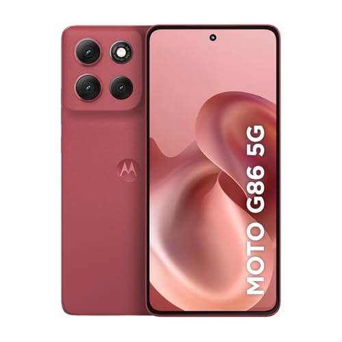 Smartphone Motorola Moto g86 5G - 256GB 24GB (8GB RAM+16GB Ram Boost) Tela 1.5K pOLED, 50MP Sony camera OIS Moto AI, videos em 4K, IP68 + IP69 - Vermelho