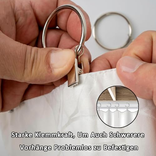 Anillos de cortina de metal ganchos para colgar cortinas de ducha y clips de ventanas 6