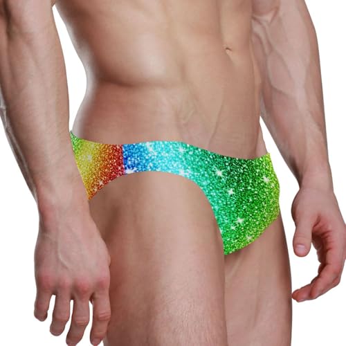 Men's Rainbow Glitter Swim Briefs Bikini Swimsuit S 202c14013