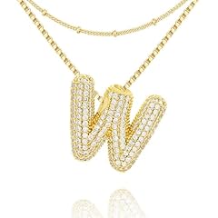 Gold Bubble Letter with CZ