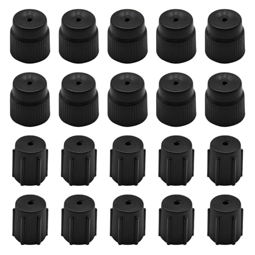 Flylin 20Pcs R134a A/C Valve Core Cap, Air Conditioning Service AC System Charging Port Cover 13mm & 16mm, A/C Repair Refrigerant Kit for R134A Vehicles Auto Accessory, 10 Set Low Side and High Side