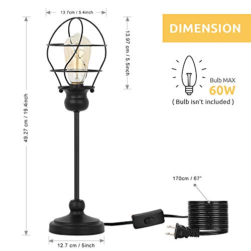 Haitral Vintage Table Lamp - Modern Nightstand Lamp, Simple Bedside Desk Lamp For Bedroom, Living, Office With Metal Base, Black #TOP1