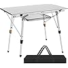 Nestling® 91x52cm Jusqu’à Charge 65 kg Multifonctions Table Pliante en Aluminium pour 4 Personnes- Hauteur Réglable (Sac Zippé en Deux Pièces) Argent