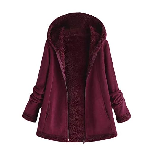 DOGZI Abrigo Mujer Invierno Tallas Grandes Bolsillo Cremallera Mantener Caliente Lana Caliente Abrigo De Algodón Cardigan Felpa Abrigo Piel sintética Abrigo con Capucha M~5XL (5XL, Vino Rojo)