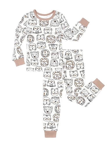 PATPAT Bamboo Viscose Pajama Set for Toddlers with Improved Tensile Strength, Snug Fit Pjs Sleeper for Baby Boys Girls Kids, Roaring Crew, 12-18 Months