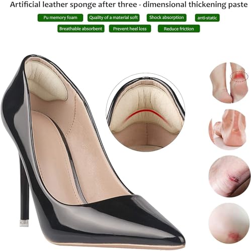 Image of Microfiber Leather Heel Cushion Pads, Mukifine Heel Liners Prevent Heel Blisters, Bunion Callus, and Loose Shoes, Heel Preventor for Heel Pain Relief for man & women (BLACK)