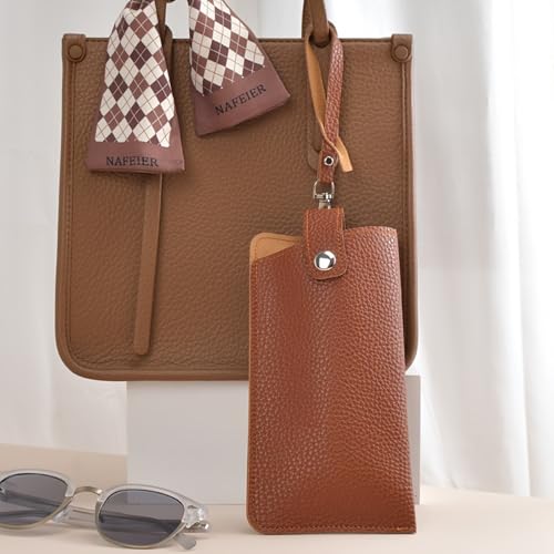 Image of K Luxury Women's Eyeglass Case Leather Soft Holder Pocket Cases Slim Travel Pouch for Sunglasses Eyeglasses Readers