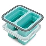 Silicone Freezer Molds with Lids, 2-Cup Soup Container for Freezer Silicon Soup Portion Freeze Trays Ideal for Frozen Broth, Leftovers & Meal Prep, BPA Free 2-Pack-Blue