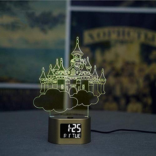 Kinder Digital Wecker, Reisewecker Mit Schlummerfunktion, Kein Ticken 7 Farben 3D-Illusionslichter Led Nachtlicht, Für